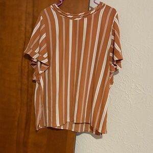 Liz Claiborne Rust and White Striped Blouse